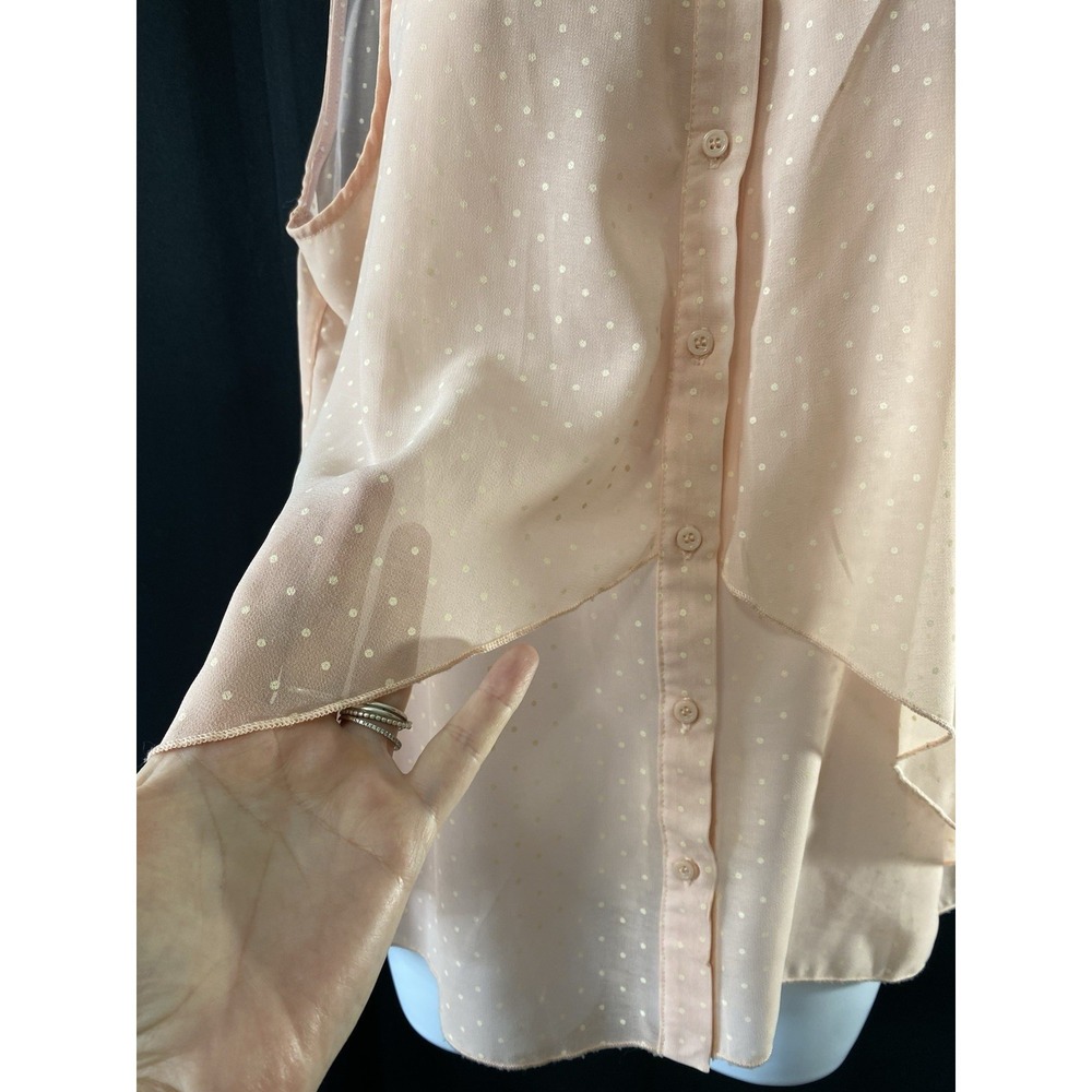 HeartSoul Womens Sheer Polka Dot Lace Collar Shirt Size Large Whimsical Coquette - Picture 3 of 13
